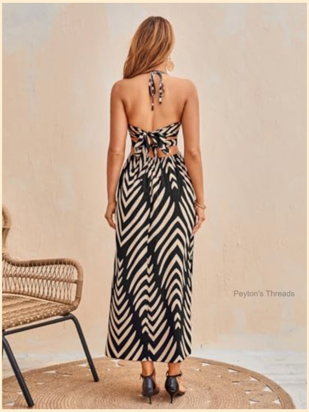 High Split Tie Backless Cut Out Halter Maxi Dress Boho - Picture 2 of 6